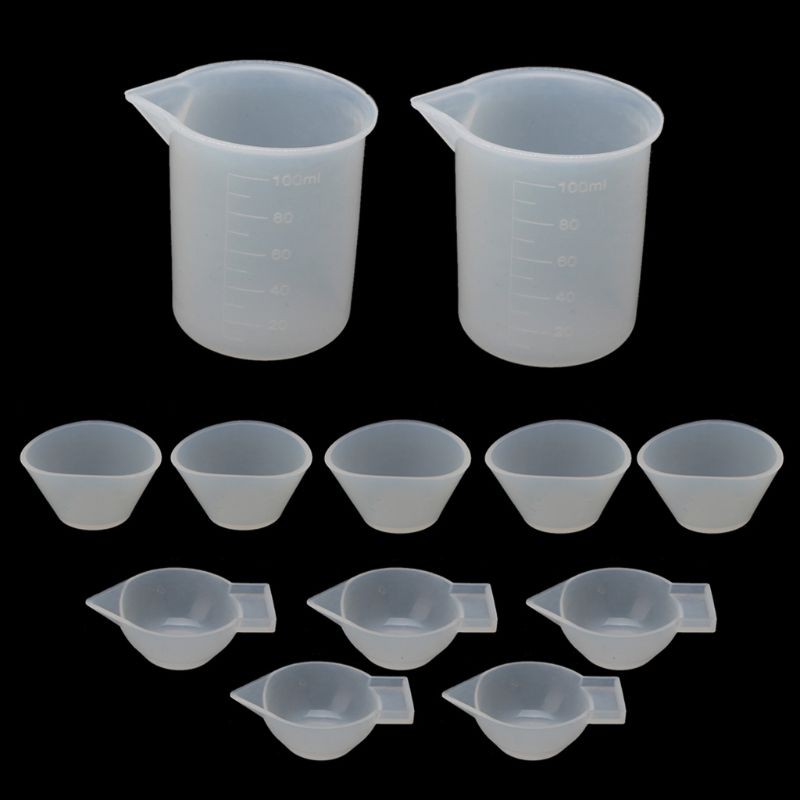 Moonlight&quot; 12Pcs Silicone Mixing Measuring Cups UV Resin Mold DIY Casting Jewelry Tool Kit