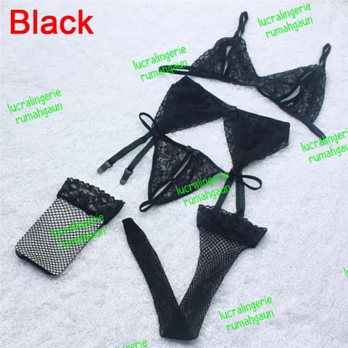 Lingerie Bra Set Komplit BSG50 Bra G String Garter Stocking
