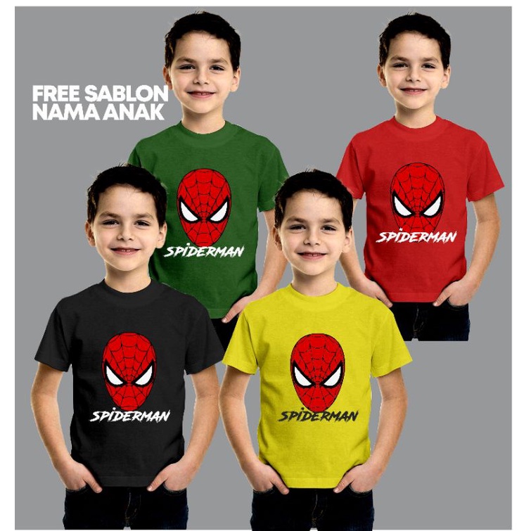 KAOS ANAK DISTRO KAOS ANAK LOGO SPIDERMAN SUPERMAN IRON MAN SUPERMAN BATMAN