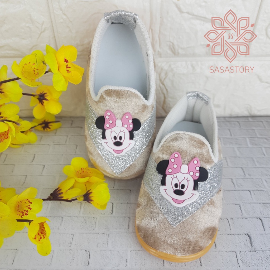 SEPATU PESTA ANAK PEREMPUAN ISABELA MICKEY MOUSE 1-3 TAHUN SOL BUNYI CA36