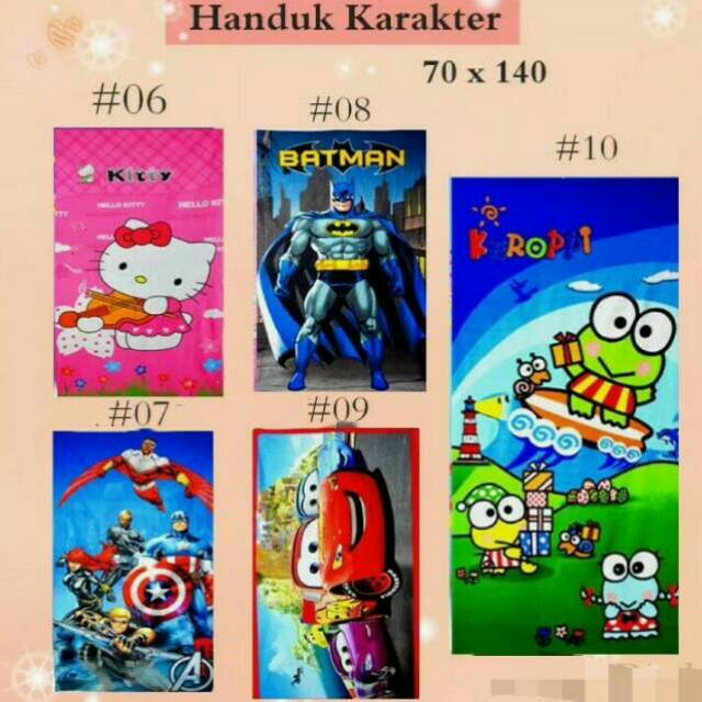 Handuk Karakter Ukuran Besar 70x140 Motif Anak