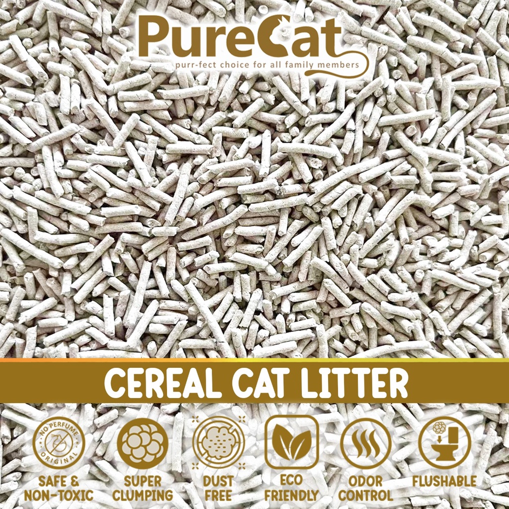 PURECAT Pasir Kucing Cereal Original Tofu Cat Litter Tanpa Aroma