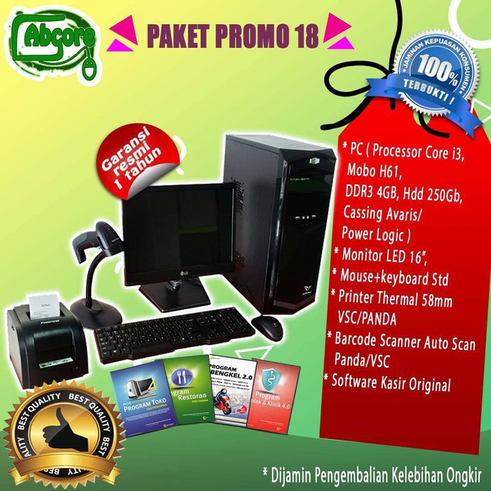 paket komputer kasir retail core i3