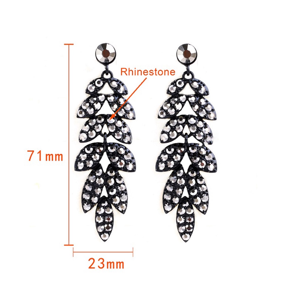 Hu Hu Hu Hu Hu Alat Bantu Pasang Kacamata♡ 1 Pasang Anting Juntai Bentuk Daun Aksen Berlian Imitasi Gaya Vintage Untuk Pesta Cocktail