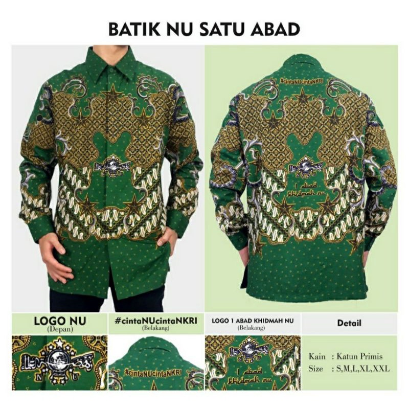 kemeja batik NU satu abad /kemeja NU nawa kartika/kemeja batik NU/kemeja batik ansor/kemeja batik NU