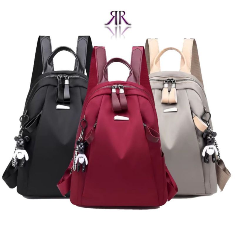 TAS RANSEL WANITA ANTI AIR MODEL KOREAN STYLE BACKPACK  MULTIFUNGSI KERJA SEKOLAH KULIAH BAHAN NYLON