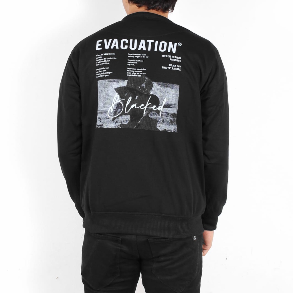 COD-Crewneck Nasa H*M Evacuation Hitam Full Lebel Uniqlo l Sweater North South East South East West Russ Premium Quality murah Meriah