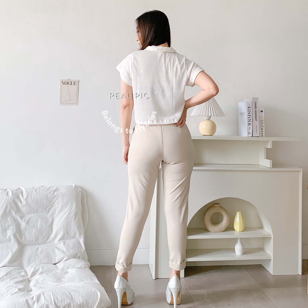 HYERIES COMFY ++ HA EUN Highwaist Pants / Celana Panjang Wanita /  Ankle Pants / Celana Ankle / Long Pants / Celana Kerja Wanita / Slim Fit Pants / Celana Kasual Wanita / Celana Hitam / Celana Pensil Wanita / Celana Scuba / Celana Korea