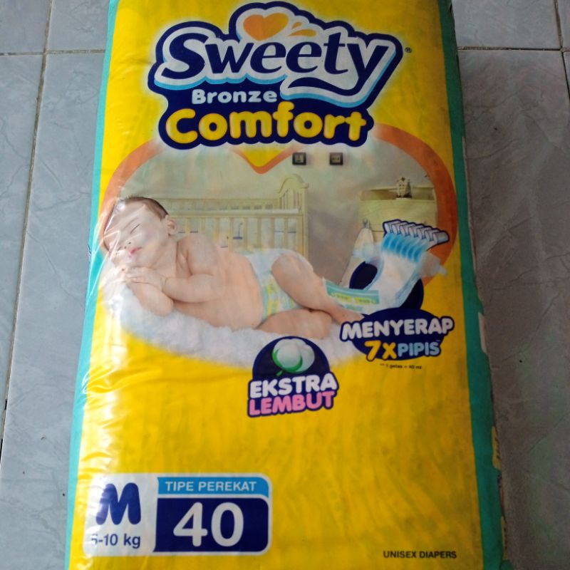 pampers sweety bronze comfort ukuran m type perekat isi 40 new born baru lahir popok sekali pakai ba