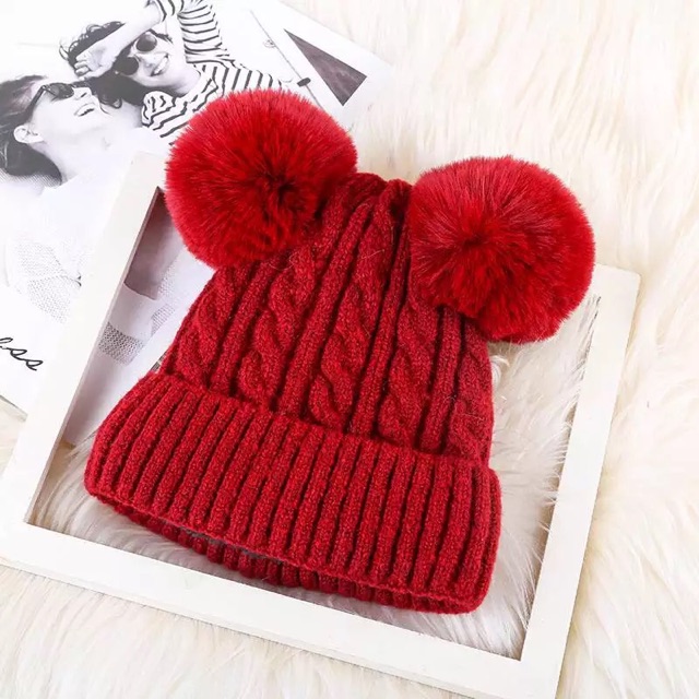 TWO POM POM BEANIE #1403