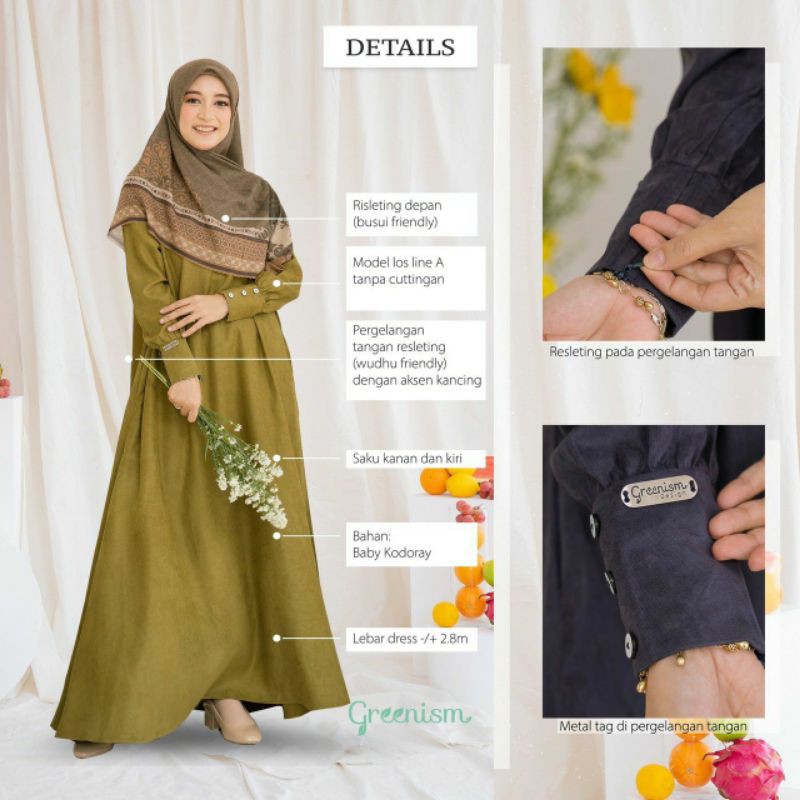 GAMIS POLOS BAHAN BABY KODORAY | SORAYA DRESS BY GREENISM