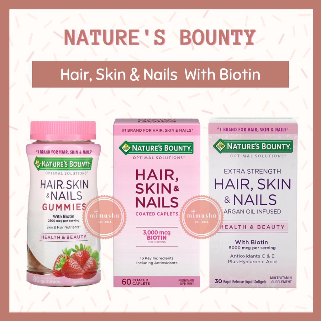 Jual Nature's Bounty Hair, Skin & Nails With Biotin 2500 3000 5000 Mcg ...