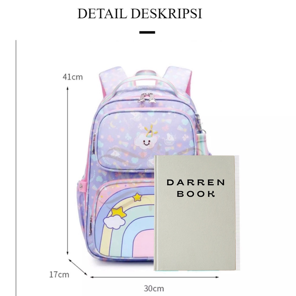 Tas Sekolah Anak Perempuan SD DS-5177 Ransel Anak Waterproof 17inch Ransel Import