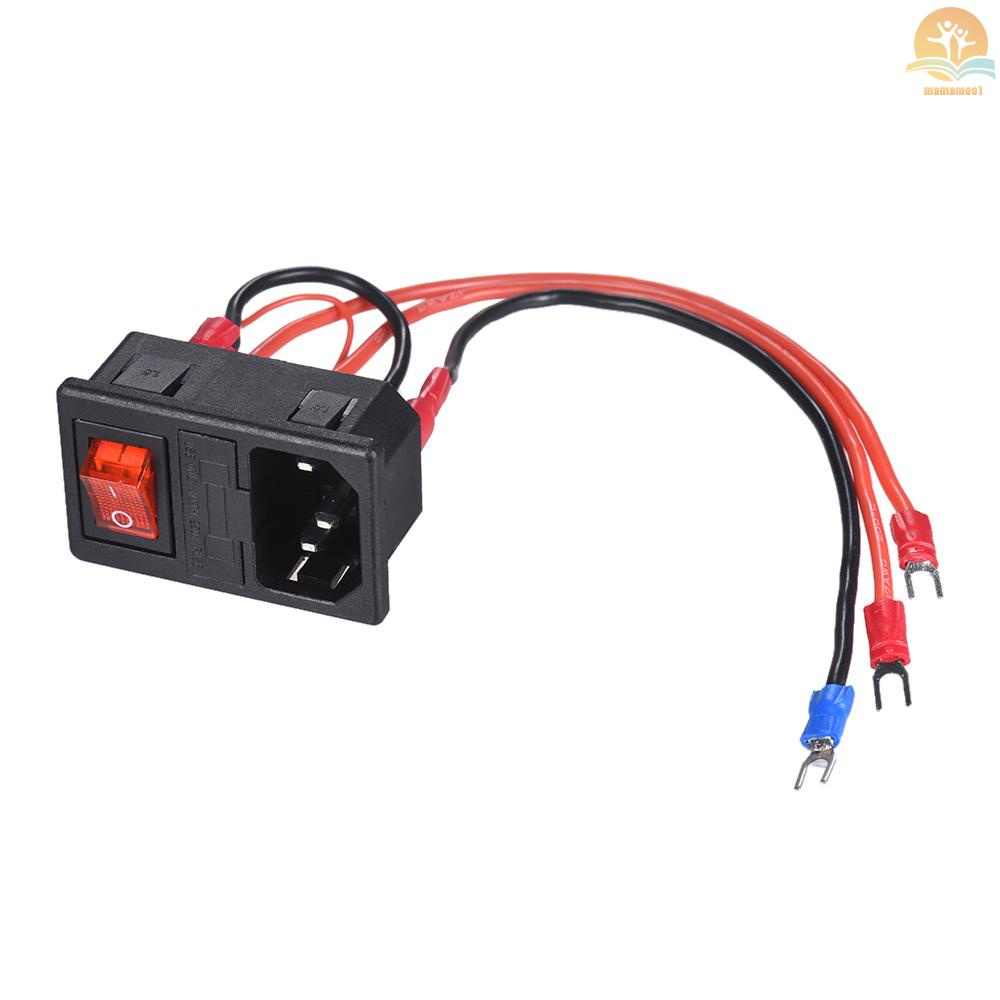 220V/110V 15A Power Supply Switch Male Socket with Fuse for 3D Printer DIY