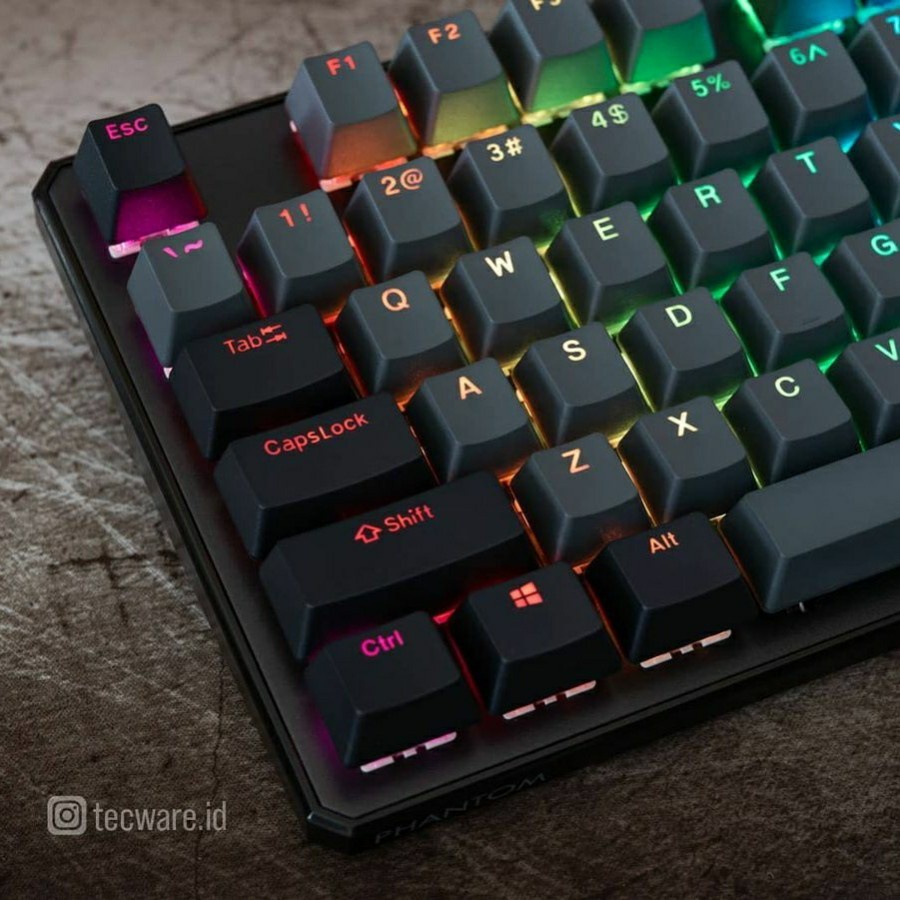 Tecware Double Shot PBT Backlit Keycaps for Mechanical Keyboard - Two Tone White-Grey atau Black-Grey