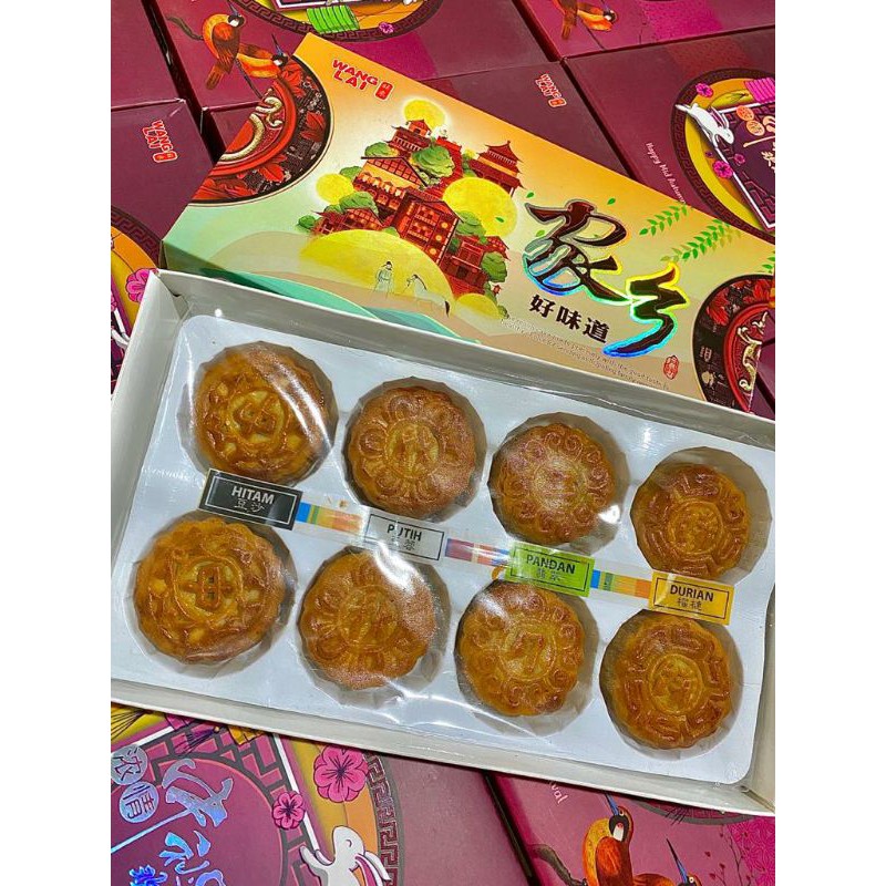 

E1 vege - Moon cake Vegetarian ( kue bulan wang lai) 4 rasa mini isi 8pcs