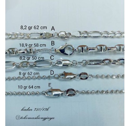 Kalung Biji Lada Emas Putih kadar 750/17k