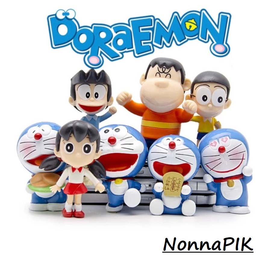 Figure Doraemon Hiasan Kue Set Isi 8