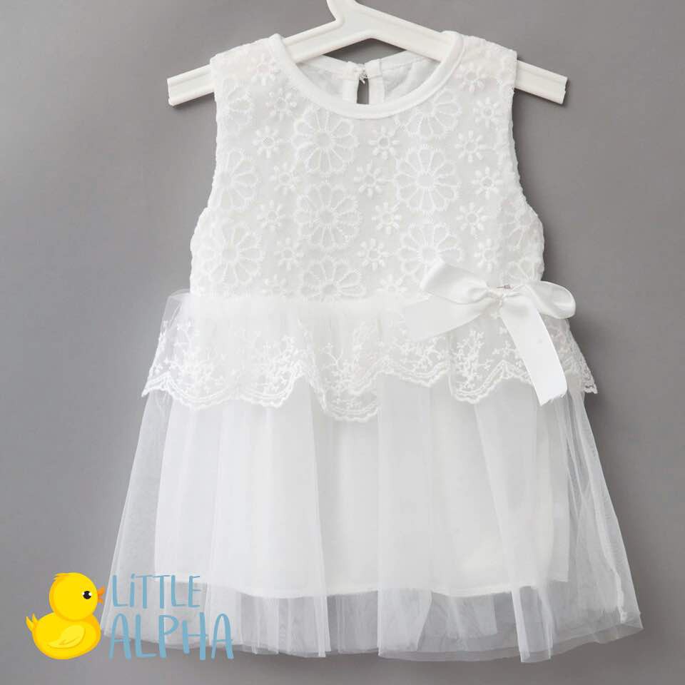 Baju Anak Bayi Perempuan White Party Dress Baju Pesta Bayi Perempuan Import