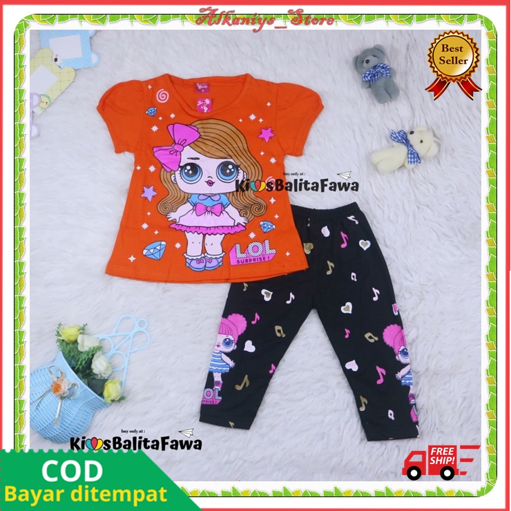 Setelan Baju Anak Karakter LOL Setelan LOL Anak Perempuan Setelan Baju dan Celana Legging Motif LOL 