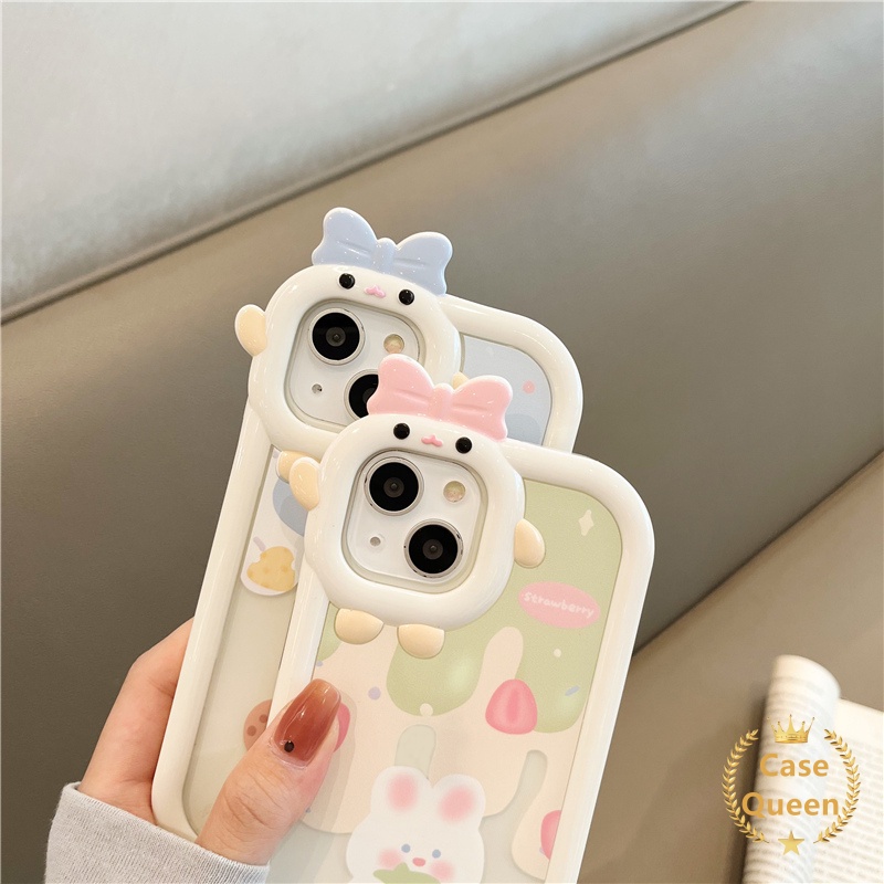 Soft Case TPU Motif Kartun Es Krim Beruang Kelinci 3D Untuk IPhone 6 6S 7 8 14 Plus 11 13 12 14 Pro MAX XR X XS MAX SE