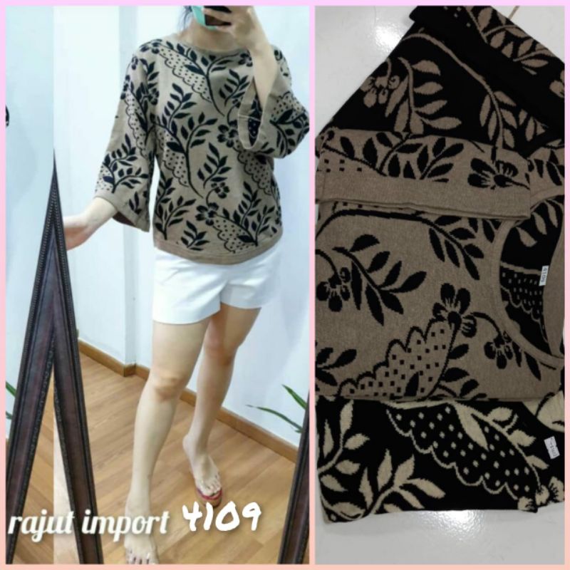 Blouse Tangan Lebar Kiwi Rajut Import (4109)