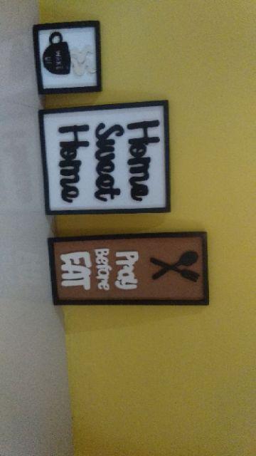 (paket Hemat) Walldecor, Hiasan Dinding Hsh, Wake Up Dan Pray Before Eat, Minimalis, Pajangan, Frame
