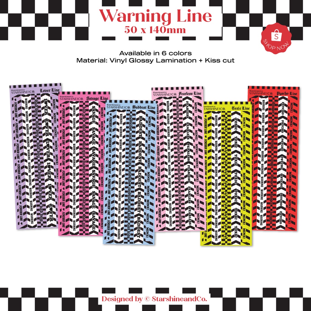 

[starshineandco.] Warning Line Deco Sticker Kiss Cut Planner Kpop Polco