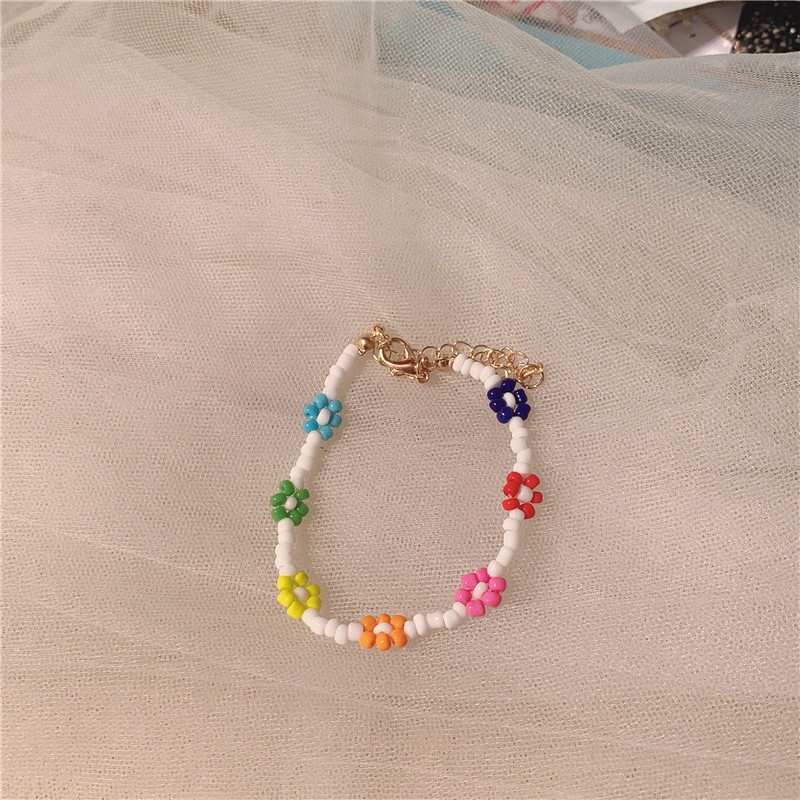 Korean Style Beads Bracelet Simple Sweet Cute Flower Bracelets for Women Fashion Accessories Jewelry