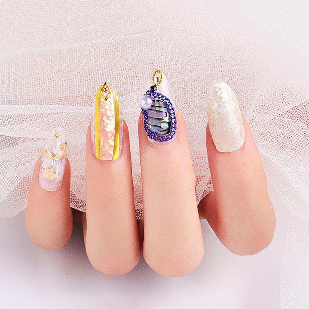 Agustin 3D Stiker Kuku Secercah 1Pc Manicure Nails Foils Abalone Shell Slice Nail Art Dekorasi