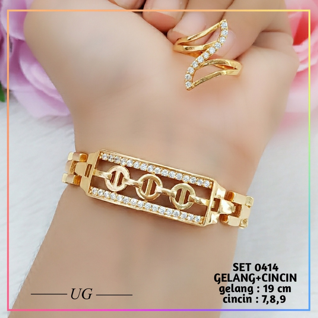 Set Perhiasan Xuping Set Dewasa Terbaru Full Mata Zirkon Perhiasan Wanita Satu Set Lapis Emas Gold 0414