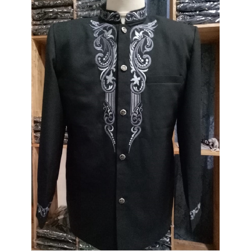 Jasko Hitam Wol Novus Jas Koko Pria Dewasa Bordi Motif Batik Sentani Warna Hitam By Jasco Tasik