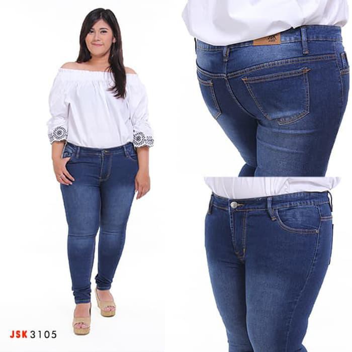 Wajib Punya Celana Jeans Wanita Soft Jeans Big Size - Putih- 35