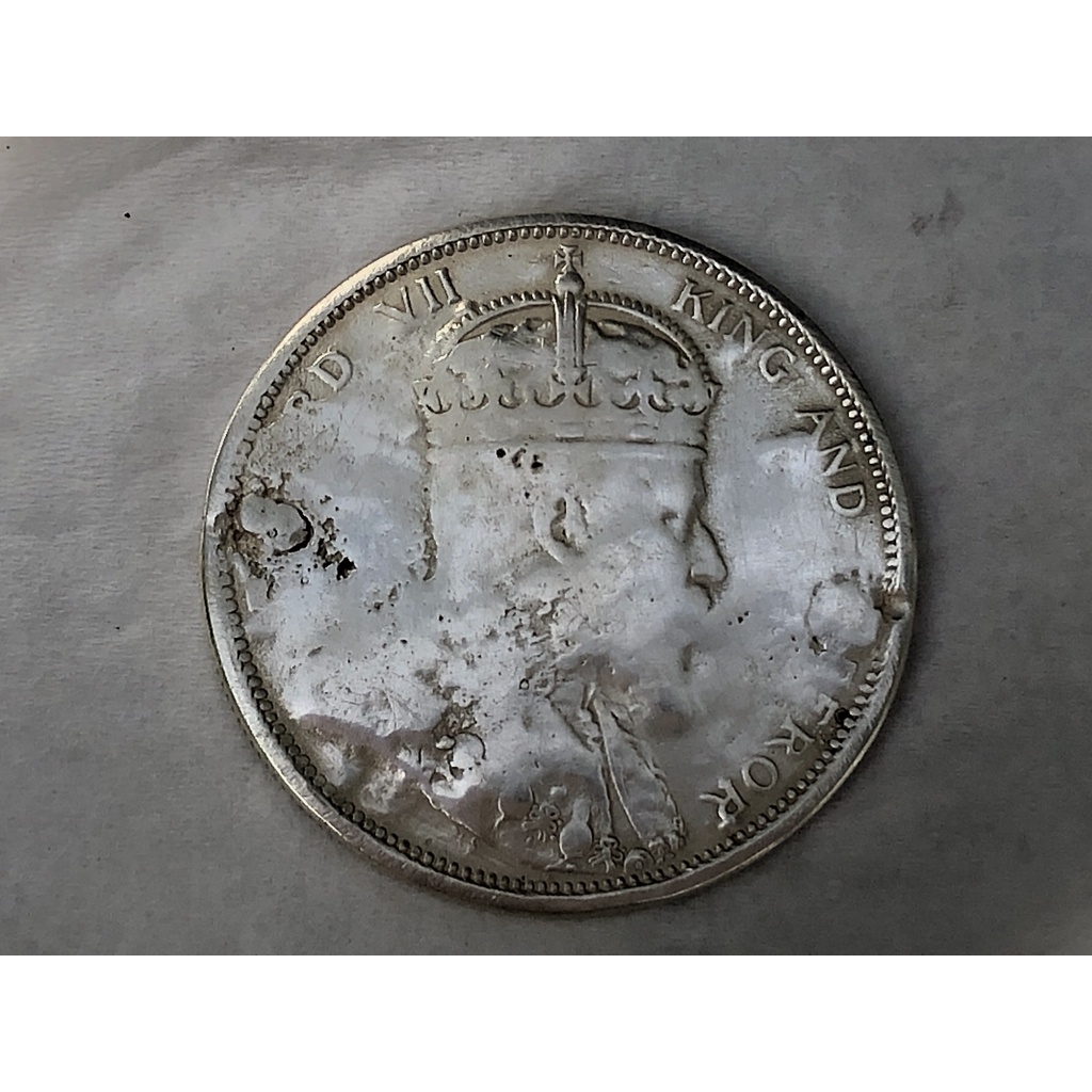 Koin perak silver 1 Dollar - Edward VII strait settlement patri aus