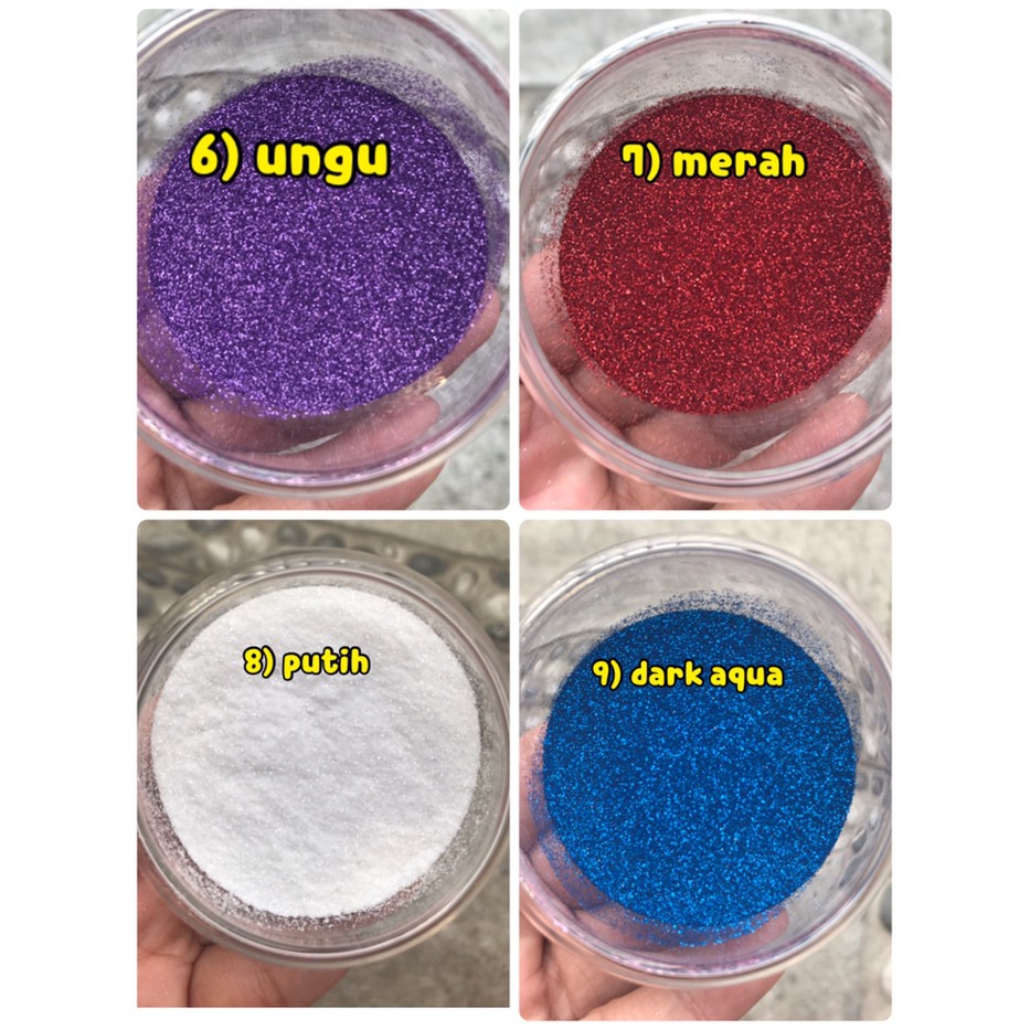 Dust glitter plain colour glitter bubuk kilau polos nail art slime