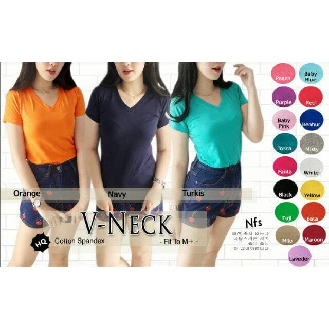 ORI Zara Basic Kaos Vneck Wanita Spandek - GROSIR MURAH Blouse