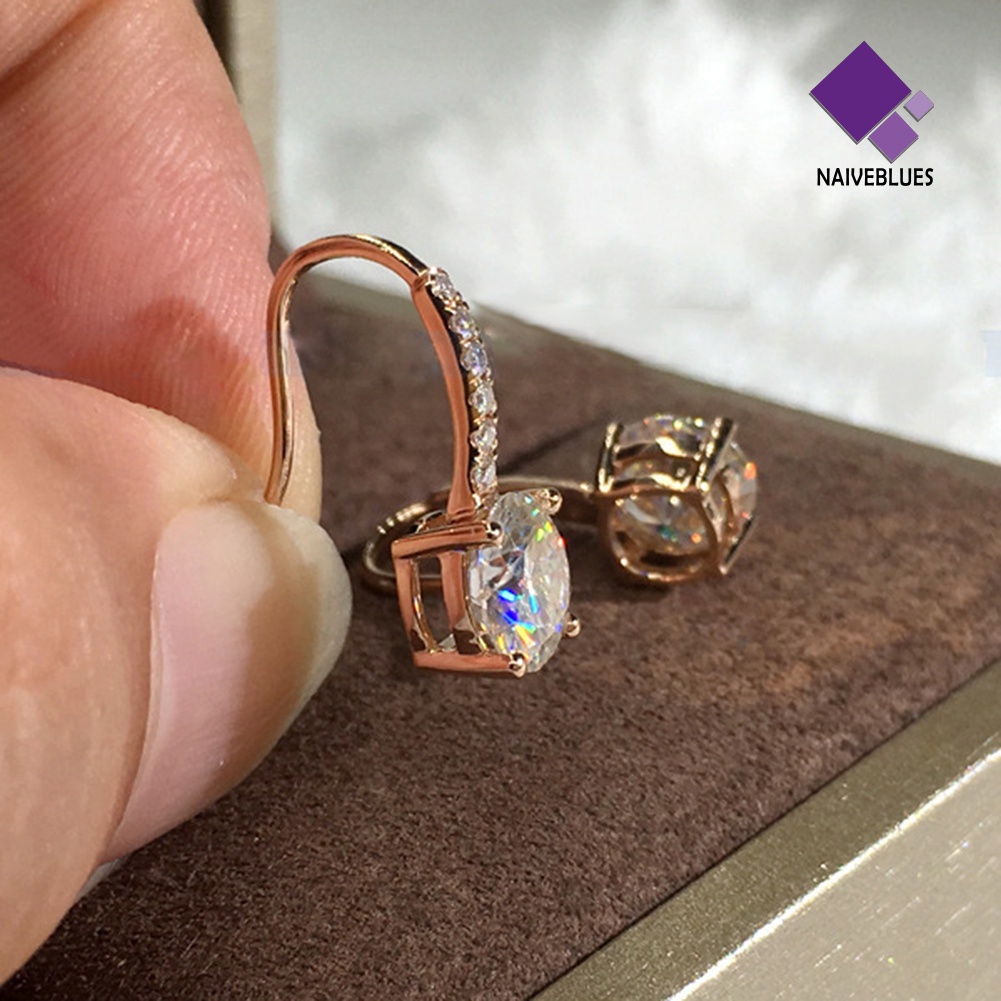 Anting Kait Bentuk Bulat Bahan Cubic Zirconia Untuk Wanita