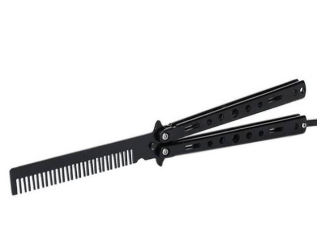 Sisir Lipat Besi Butterfly Balisong Trainer Sisir Rambut Pria Pomade Murah Training Knife Terlaris