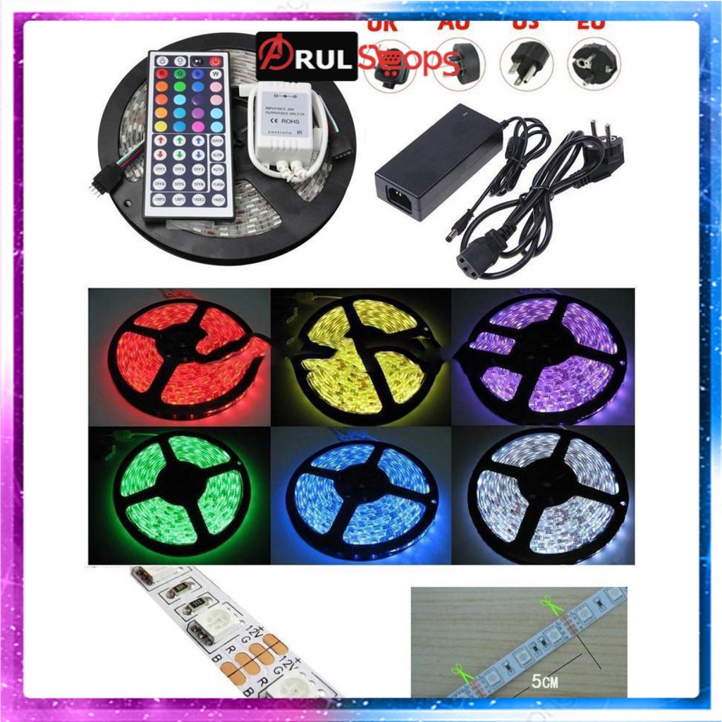 Led Strip Flexible Light Waterproof 5050 RGB 5M with Remote Control