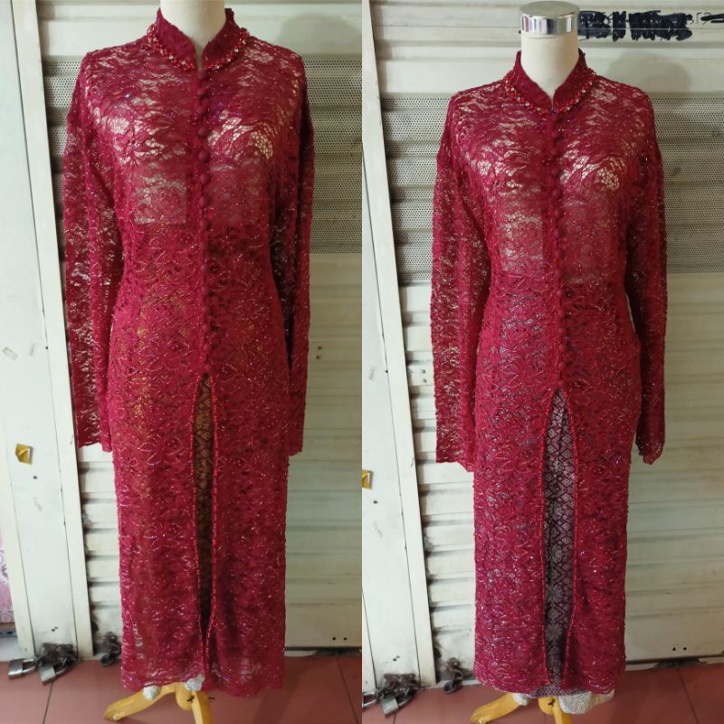 kebaya pengantin sematakai/ satu set rok ada Payet/bahan brukat /selayer bahu kerudung/ ( size L LD 100 )( size XL LD 110 )( size XXL LD 120 )