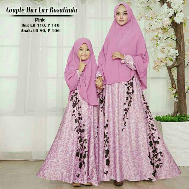 Gamis couple rosalina/plus jilbab/mom n kid