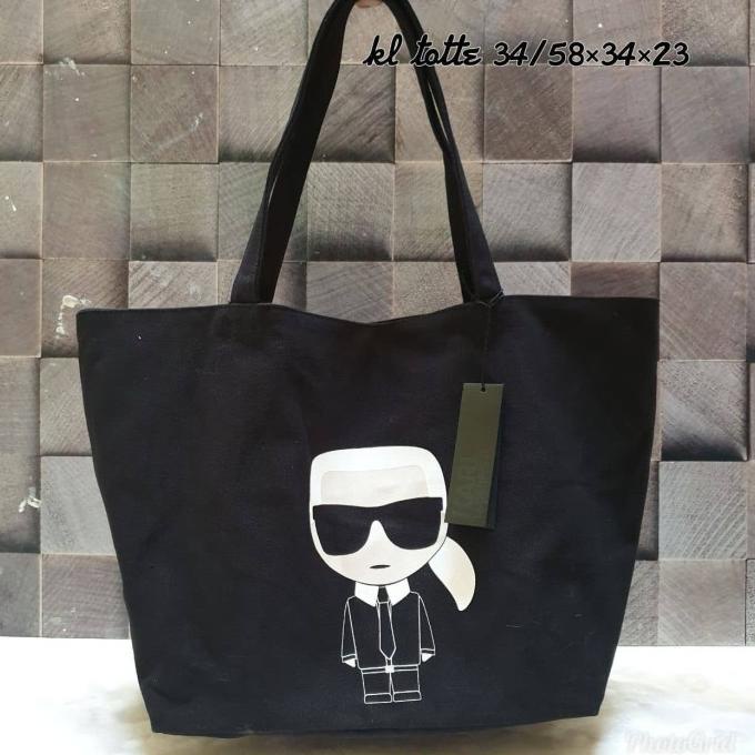 Bag Canvas - Tas Karl Lagerfeld Original - Karl Lagerfeld Canvas Tote Black Cf