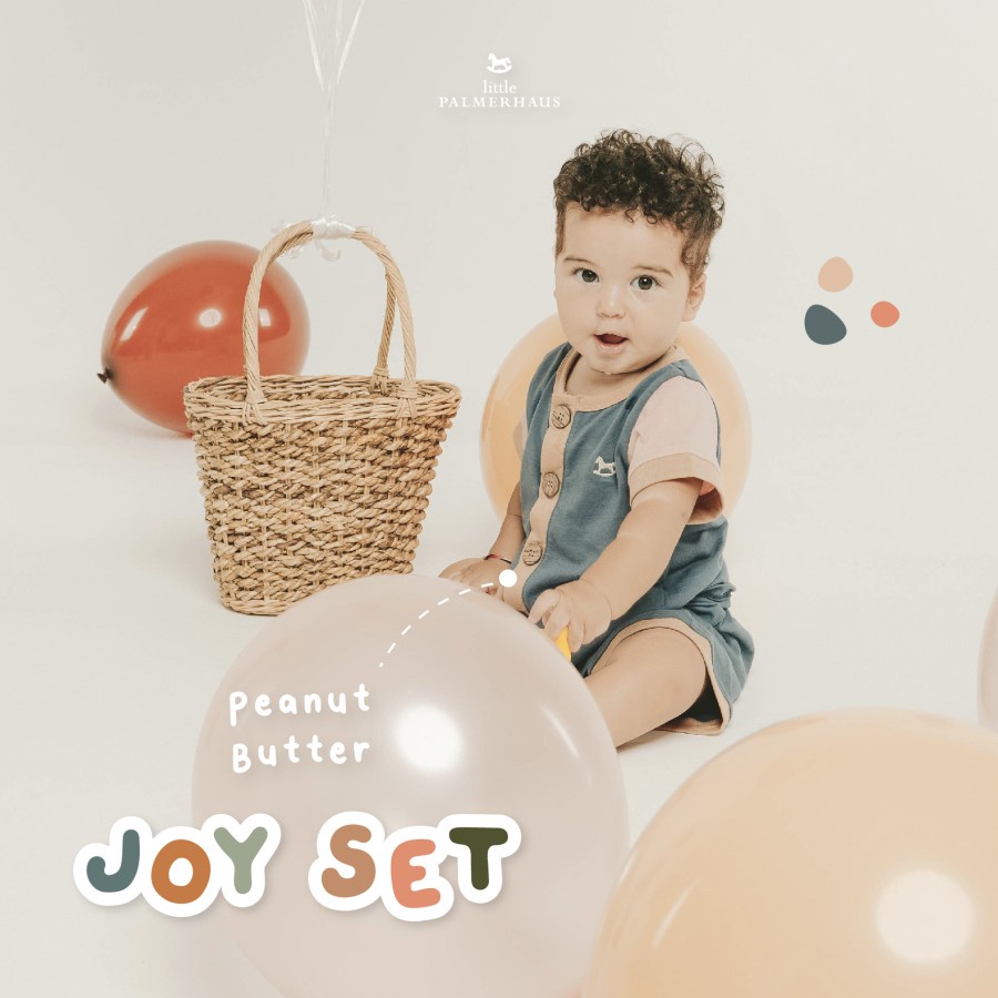 Little Palmerhaus Joy Set 2.0 - Setelan Lengan Pendek Celana Pendek Anak Bayi Polos Warna Pastel Soft 0-6 6-12 12-24 bulan 3-4 tahun