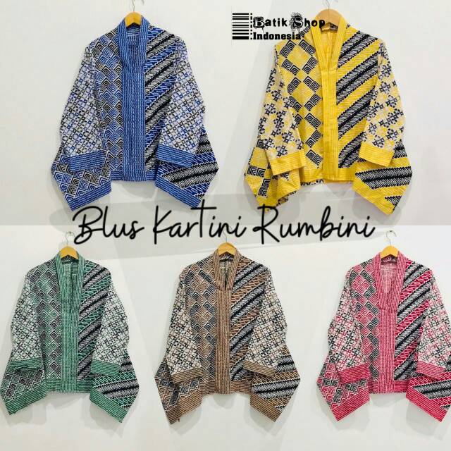 Blus Kartini Rumbini Batik Soft Baju Kerja Kantoran Atasan Kebaya Muslim Kondangan