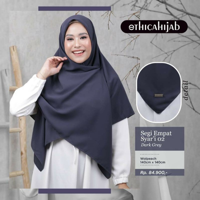 HIJAB SEGIEMPAT SYARI 140 X 140 POLOS || ETHICA