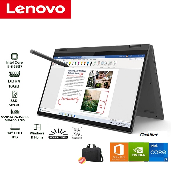 LENOVO Flex 5-14ITL05-VJID I7-1165G7 16GB 512GB SSD MX450 2GB Touch WIN11 OHS