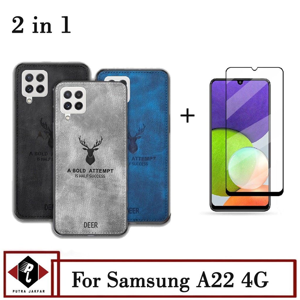 Promo Paket 2in1 Case Deer Samsung A22 4G Free Anti Gores Layar