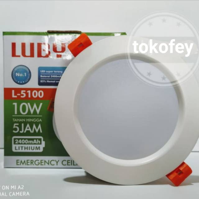 Lampu downlight led luby plus emergency 10 watt L-5100 emergency panel