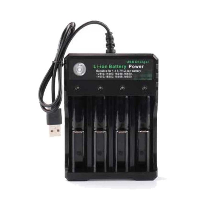 USB Charger Baterai Li Ion 18650 4 Slot Battery