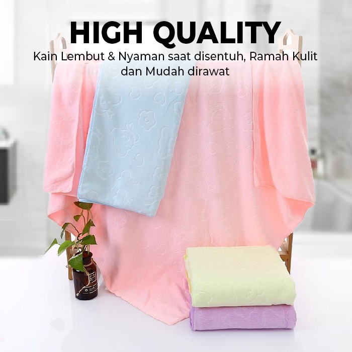 Handuk Mandi Lembut Bahan 100% Polyester Handuk Mandi Standar Dewasa Bermotif Bunga Ukuran 70cm X 140cm H16